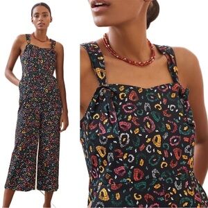 Anthropologie Farm Rio Cropped Adventure Jumpsuit Black Motif Size Small